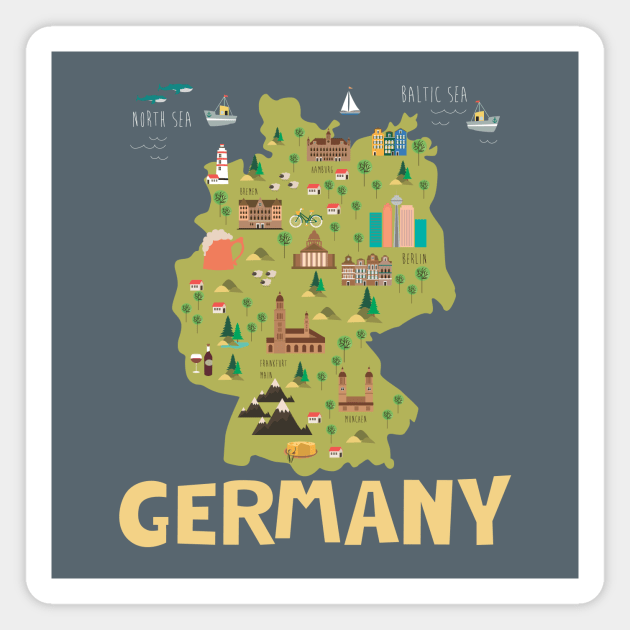 Germany illustrated map Magnet by JunkyDotCom